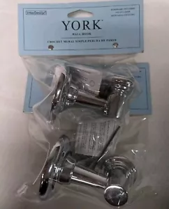 Decorative Chrome York Wall Hook By InterDesign Set Of 2 New In Package - Picture 1 of 8