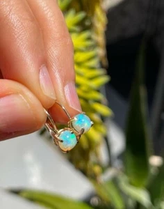 2 Ct Round Cut Lab Created Fire Opal Drop/Dangle Earrings 14k Yellow Gold Finish - Picture 1 of 5
