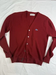 Cardigan maglione vintage anni 80 Izod Lacoste logo alligatore nonno taglia S A00525 - Foto 1 di 6