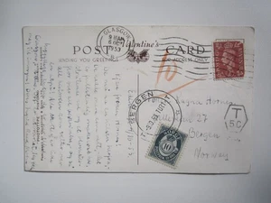 1953 GREAT BRITAIN COVER WITH NORWAY STAMP - Picture 1 of 2