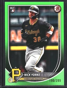 Nick Yorke 2025 Bowman Rookie RC verde neón Pittsburgh Pirates #/399 - Imagen 1 de 2