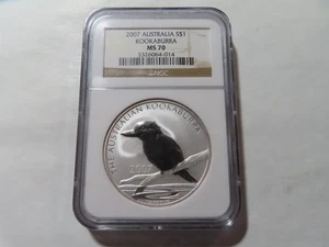 Q80 Australia 2007 SILVER 1oz Dollar "Kookaburra" NGC MS-70 - Picture 1 of 2