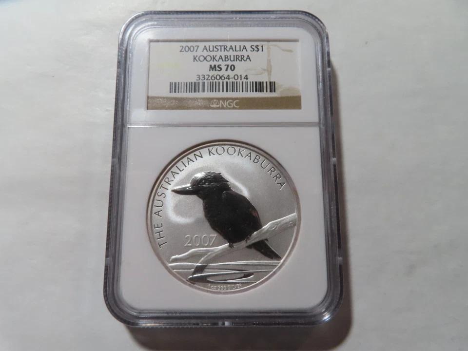 Q80 Australia 2007 SILVER 1oz Dollar "Kookaburra" NGC MS-70 - Image 1 of 2