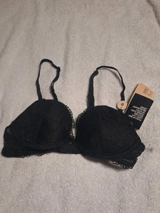 H&M Women's Underwire Push-Up Bra Back Closure Size 34B Black - Picture 1 of 3