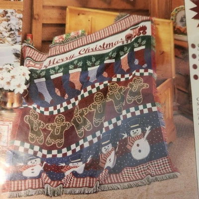 1998 American Weavers "Holiday Double Woven Throw Christmas Blanket 50"x 58”  Q1 - Image 1 of 4