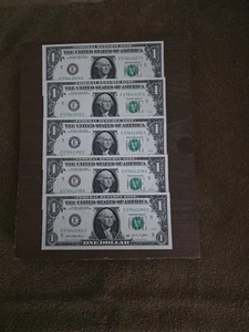 Lot of 5 $1 fancy serial numbers broken UNC digits 1 through 8 ungraded - Picture 1 of 4