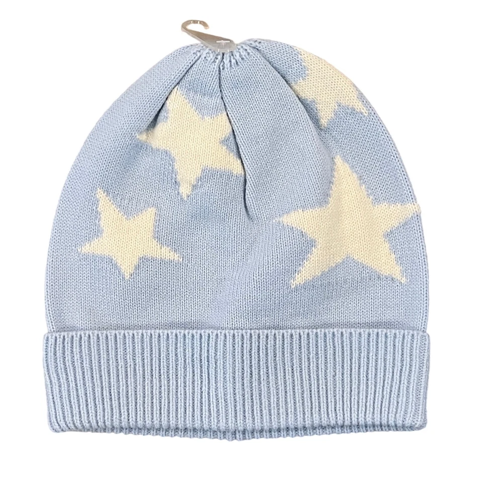 NUEVO CON ETIQUETAS J. Sombrero/Gorro Crew para Niñas Azul Claro con Estrellas Tejido - TALLA S/M Foto 1 de 4