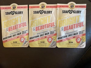 3 SOAP & GLORY ~ Bright & Beautiful ~ Biodegradable Brightening Sheet Face Mask - Picture 1 of 3