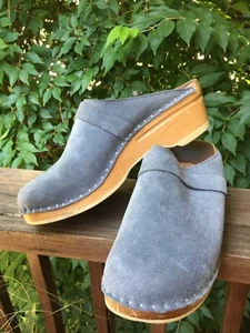 Troentorp Bastad Gray Suede Wood Clogs Sz EUR 40, US 9.5 Women’s Shoes Mules - Picture 1 of 8