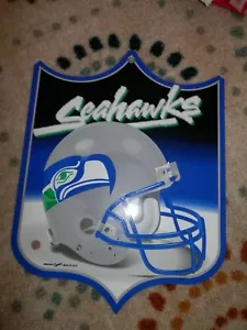 Seattle Seahawks wall sign shield new vtg roughly 12.5" x 9.75" man cave NFL - Picture 1 of 5