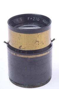 ✅ ROUSSEL 210MM 4.5 STYLOR ANTIQUE BRASS LENS 4X5” LF CAMERA W/ APERTURE - Picture 1 of 9
