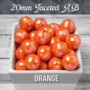 20 mm Orang facettiert AB Bubblegum Perlen, 20 Perlen pro Packung, Acryl bunte Perlen - Bild 1 von 20