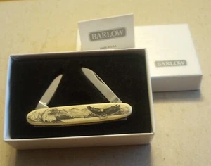 Barlow Design Inc. Imitation Scrimshaw Bald Eagle Pen Knife w/ Box & Paperwork - Picture 1 of 13