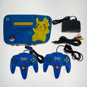 Nintendo 64 N64 Pikachu Blue Yellow Console Set NTSC-J Japan Tested Used - Picture 1 of 7