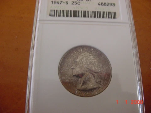 1947S Washington Quarter from Original Mint Set ANACS Certified Cover