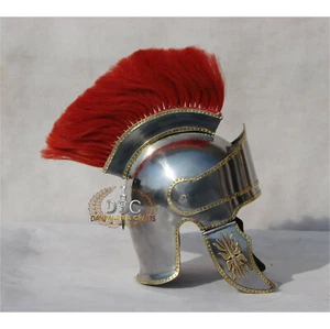 Royal Medieval 18GA Steel Roman Attic Helmet With Red Plume - Picture 1 of 3
