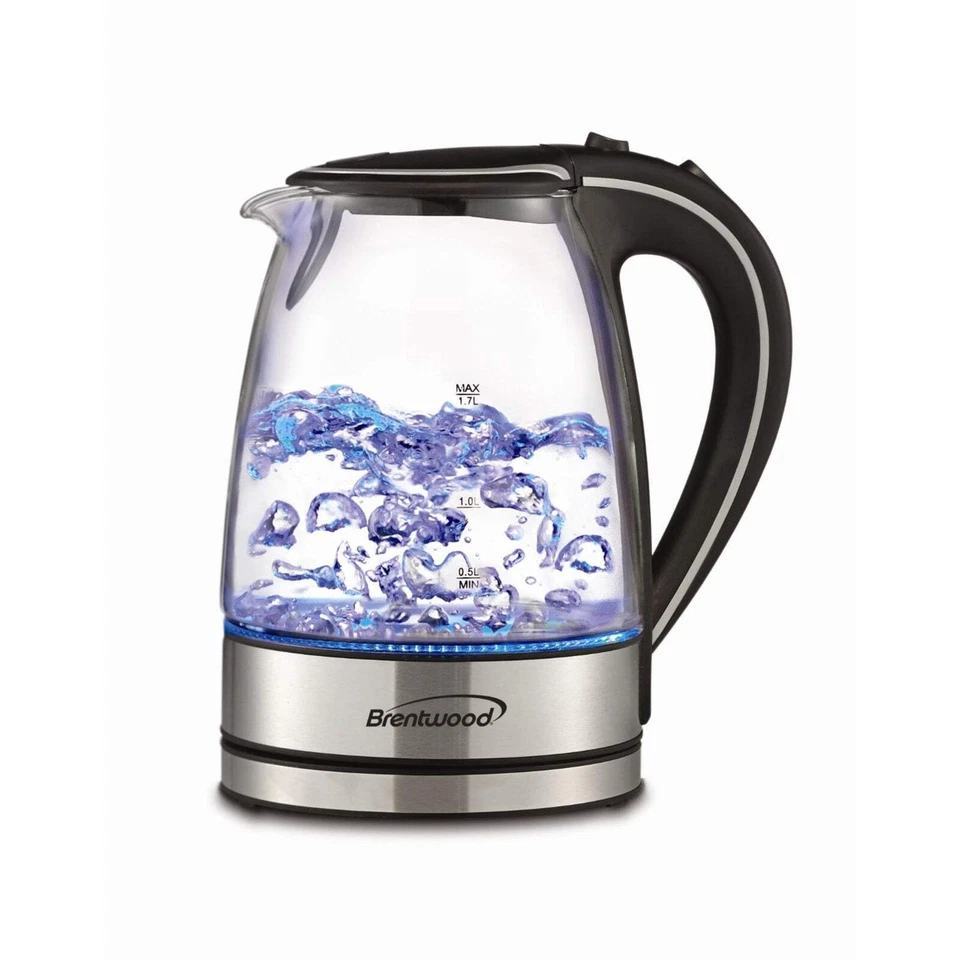 Brentwood Kt-1900bk 1.7l Borosilicate Glass Tea Kettle in Black