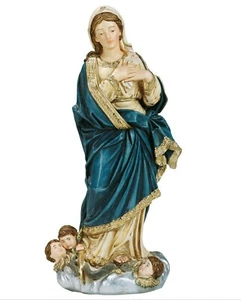 STATUA MADONNA IMMACOLATA DEL MURILLO / ASCENSIONE CM 30 IN MARMO RESINA PIENA - Imagen 1 de 6