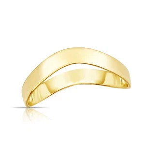 Floreo 10k Yellow or White Gold 2mm High Polish Curved Waved Thumb Ring - Picture 1 of 4
