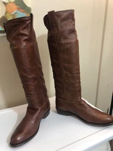 Frye Vintage Dorado Brown Leather Pull On Riding Roper Boots Women's Size 8.5 - Picture 1 of 24