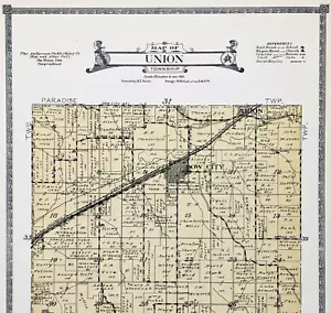 1920 UNION - BOW CITY Township Plat Map IOWA - CRAWFORD COUNTY ORIGINAL (15x12) - Picture 1 of 3
