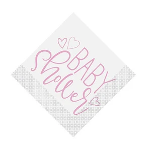Pink Hearts Baby Shower Luncheon Napkins - 16 pieces - Picture 1 of 1
