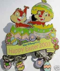 Disney WDW Happy Easter Chip & Dale Dangle Pin ** - Picture 1 of 2