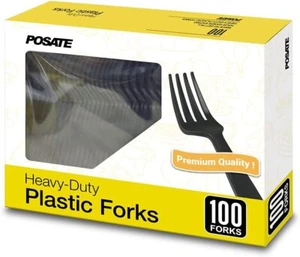 Disposable Forks, Pack of 100, Black, Utensils for Party Supply - Picture 1 of 9