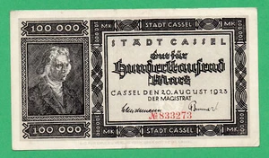 Germany Cassel Banknotes 100000 Mark Paper Money 1923 Circulated 833273 - Picture 1 of 2