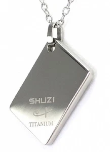 Colgante de moda de titanio pulido con forma de etiqueta Shuzi Vitality - Imagen 1 de 1