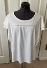 Crown & Ivy White Crew Neck Lace Trim Short Layered Sleeve T-shirt Top Xxl