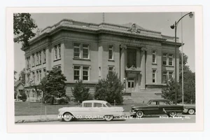 RPPC Marion County Courthouse Old Cars Salem, Ill. Real Photo Post Card by Benke - Picture 1 of 5