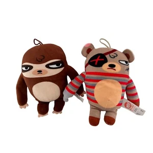 Shifty Eyes Pete Bear & Sad Sam Sloth 8" Plush Toys By Fiesta Striped Sloth - Picture 1 of 14