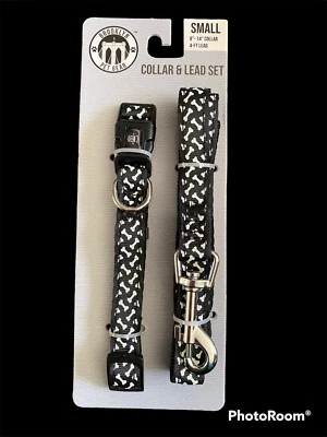 Brooklyn Pet Gear Adjustable Collar & 4 Ft Lead Set Small Black & White NEW - Image 1 of 4