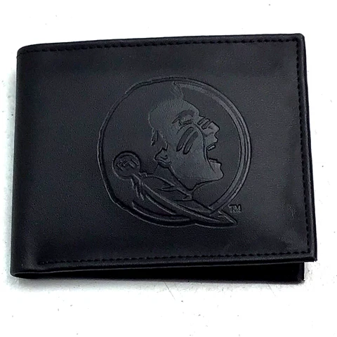 Black Genuine Leather Florida Seminoles FSU Bifold Wallet Cover