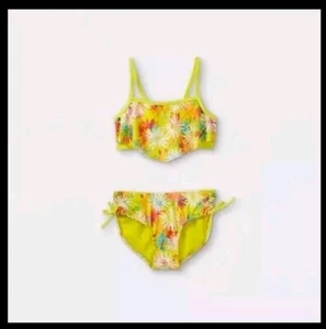 Cat & Jack Girls Sleeveless Daisies Print Two Piece Bikini Yellow XS (4/5) NWT - Picture 1 of 2