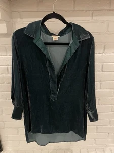 Sundance grün Samt Seide Mischung Langarm Top Medium - Bild 1 von 5