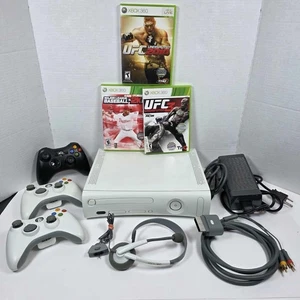 Xbox 360 White Console + 3 Controllers + 3 Games + Headset  - Picture 1 of 23