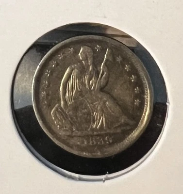 1839-O SEATED LIBERTY SILVER HALF DIME ALMOST UNCIRCULATED ACTUAL COIN  #7079 - Image 1 of 2