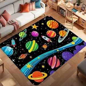 Space Rug - Galaxy Planet Rug for Kids Room - Classroom Space Carpet - 36x24 ... - Picture 1 of 6