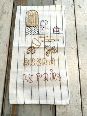 Винтажная льняная сумка для хлеба ручной работы. Многоразовая сумка с вышивкой - Изображение 1 из 4