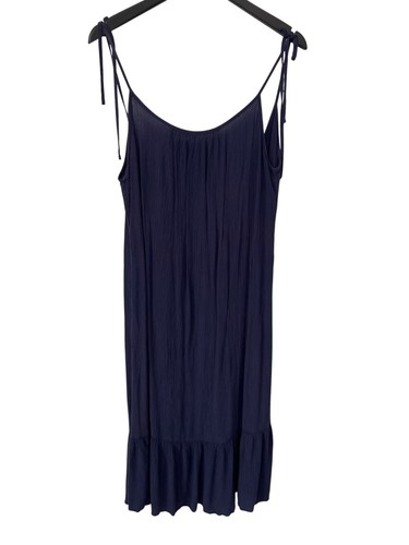 VETEMENTS Abito midi Draper James RSVP cravatta spalle garza taglia grande orlo arricciato blu navy spiaggia