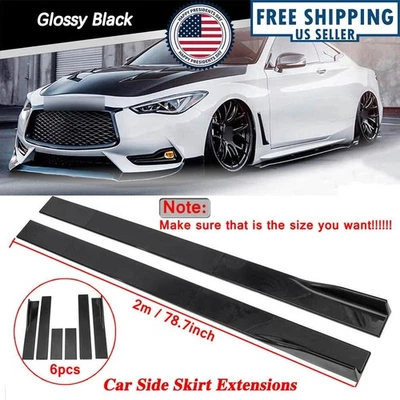 78.7" For Infiniti Q50 Q60 Q70 G25 Glossy Car Side Skirts Lips Rocker Panel Foto 1 de 4