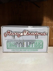 Dept 56 MERRY CHRISTMAS Sign Brite Lites Lighted Village Accessory - Picture 1 of 2