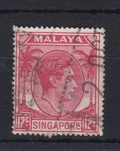 SG197) Singapore 1948-52 KGVI perf 17½ x 18 12c Scarlet SG 22a, light machine ca - Bild 1 von 2