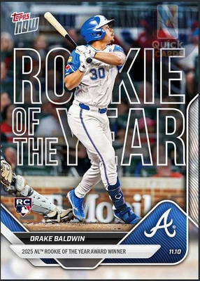Drake Baldwin Rookie OTY MLB Braves - 2025 MLB Topps NOW® - Card OS-1 *PRE-SALE* - Image 1 of 2