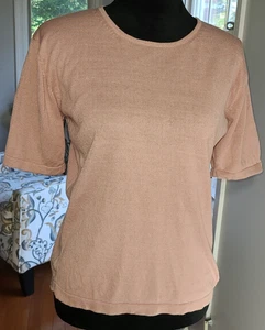 London Fog Damen Pullover Seide Baumwolle Pulli Kurzarm Pfirsich Medium Karriere - Bild 1 von 8