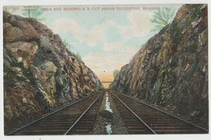 PHILADELPHIA & READING R.R. Railroad Tracks Cut Above Tuckerton PA Postcard DB - Picture 1 of 2