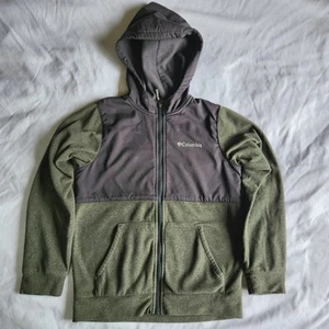 Columbia Sportswear Boys Med (10-12) Hooded Full-Zip Green Grey Fleece Jacket - Picture 1 of 8