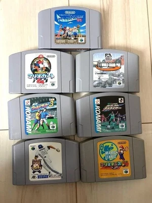 Nintendo 64 Game Software Set of 7 Mario Kart64 Tennis Perfect Striker etc USED - Image 1 of 2